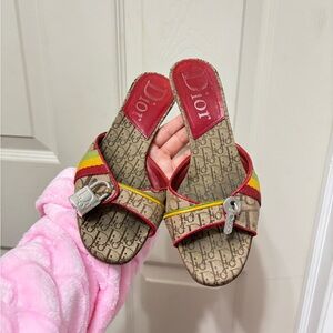 John Galliano Christian Dior FW04 Rasta Collection padlock and key mules